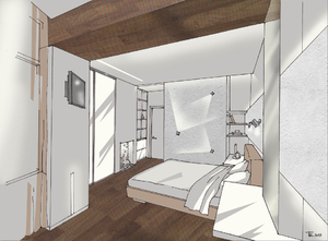 Заказать в г. Торонто персональный интерьер жилого пространства   online . Спальня 21 м2