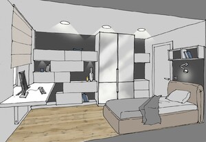 Заказать Блиц-дизайн интерьеров заочно для ремонтов в г. Торонто . Спальня-кабинет 10,2 м2.